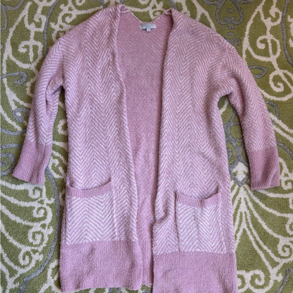 Elegant Pink Chevron Women's Cardigan